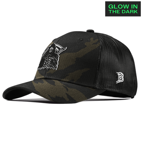 Grim Reaper Glow Curved Trucker Midnight Camo