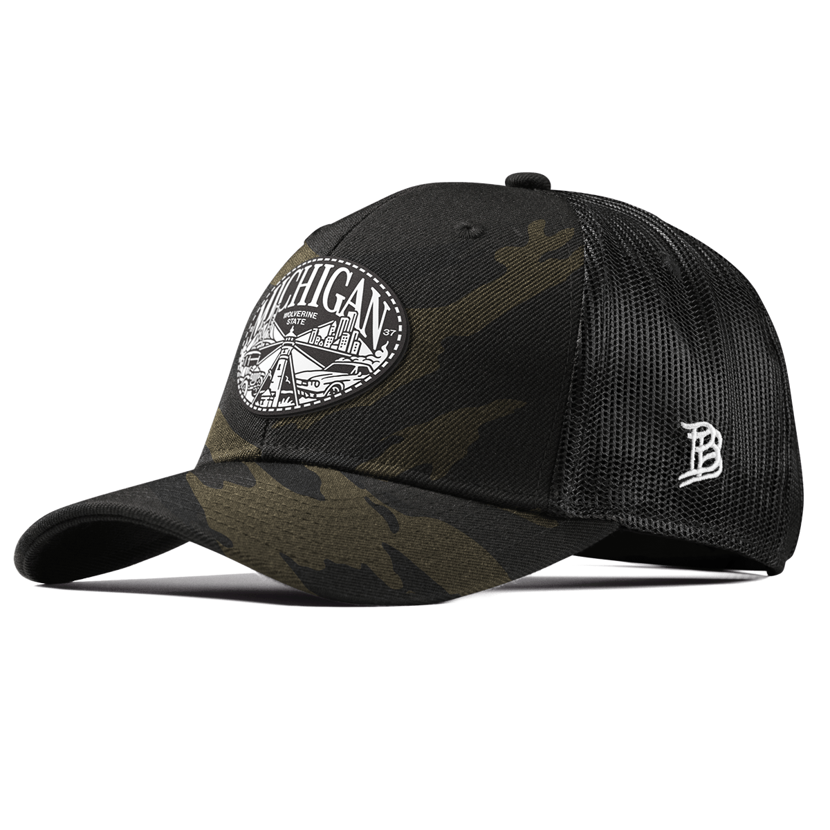 Michigan Traveler Curved Trucker Midnight Camo