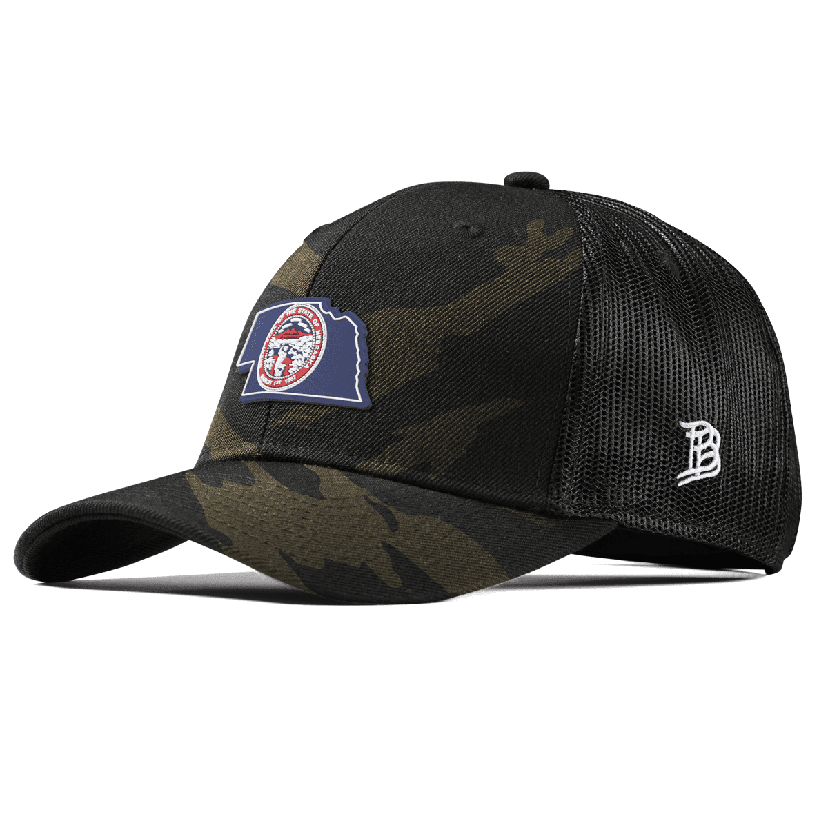 Nebraska Patriot Series Curved Trucker Midnight Camo