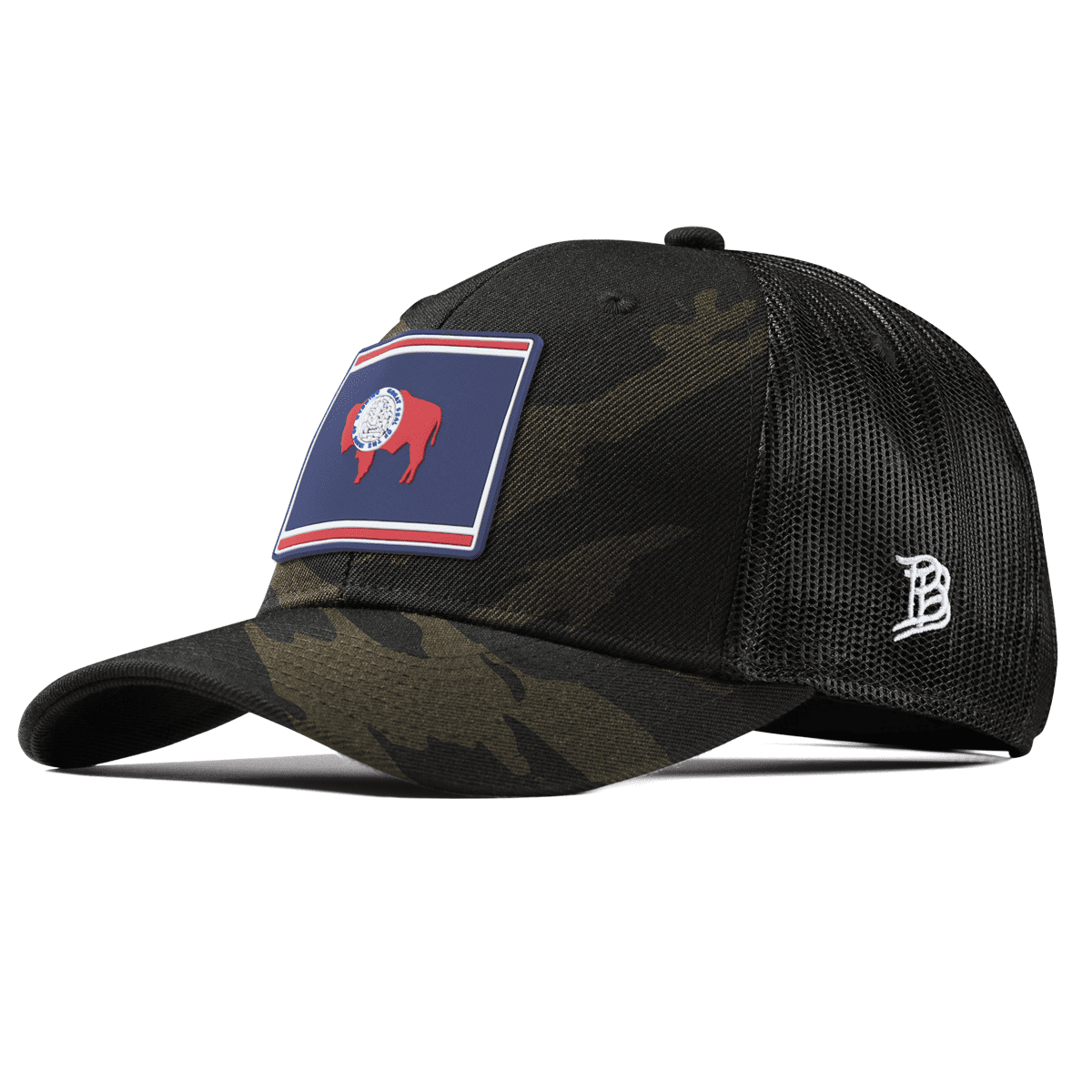 Wyoming Patriot Series Curved Trucker Midnight Camo