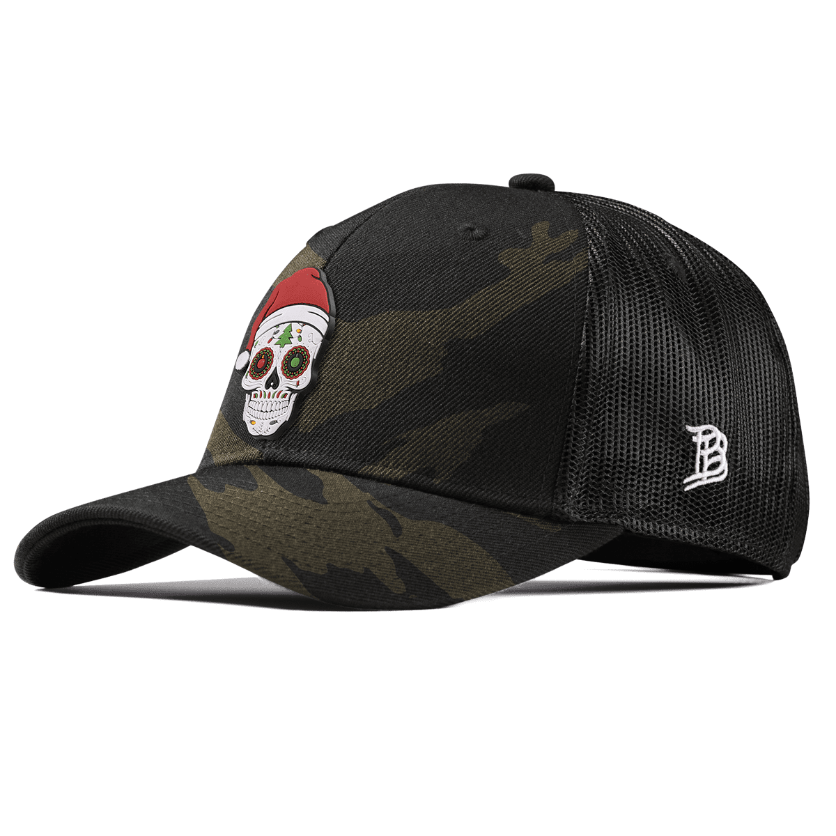 Santa Skull PVC Curved Trucker Midnight Camo
