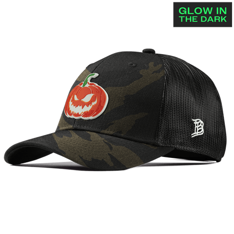 Jack-O-Lantern Glow Curved Trucker Midnight Camo
