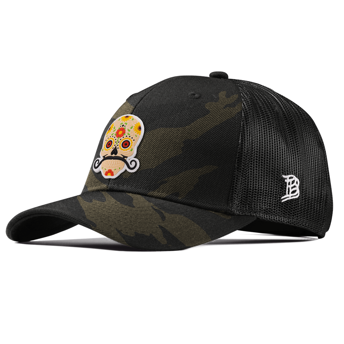 Sombrero Skull PVC Curved Trucker Midnight Camo