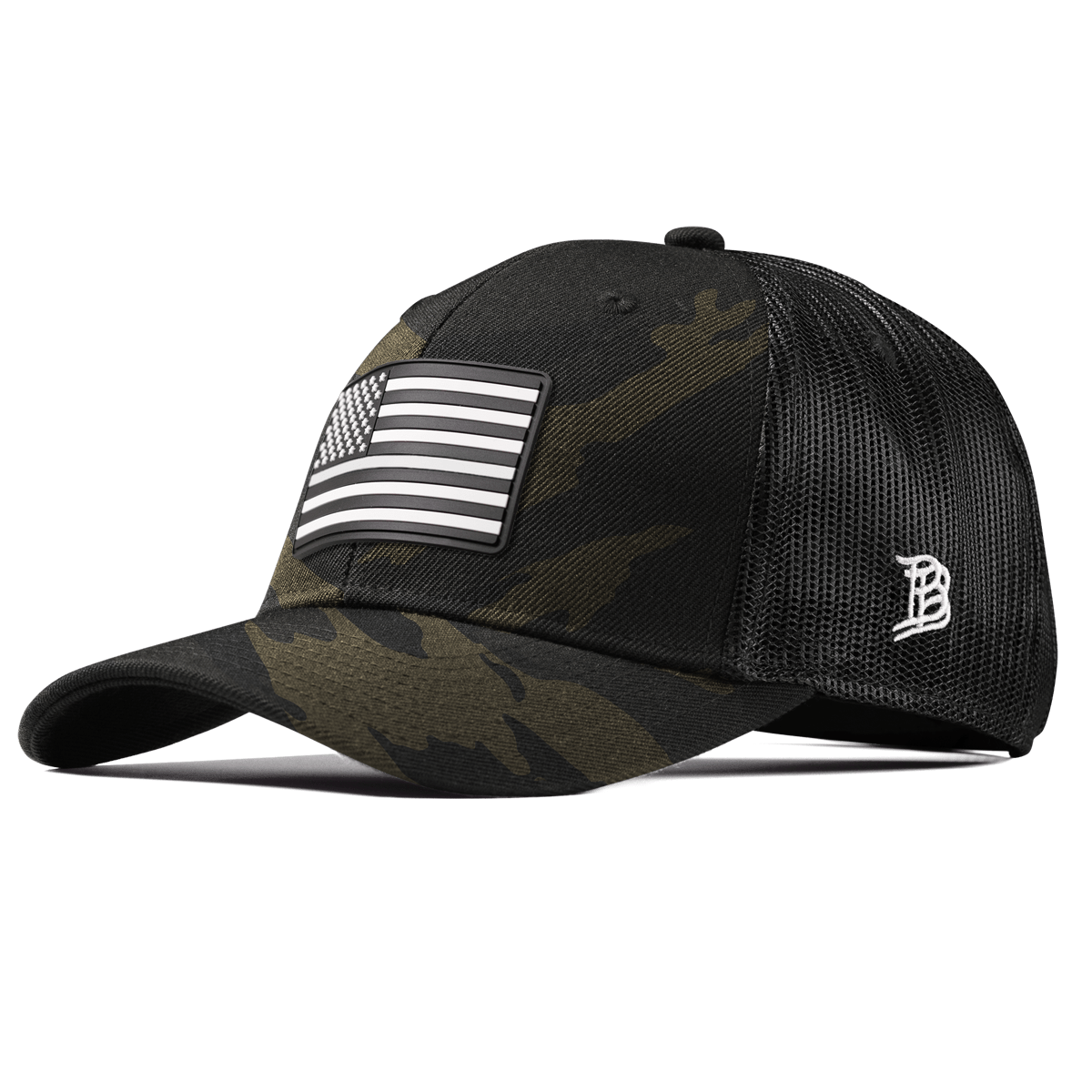 Vintage Old Glory Curved Trucker Midnight Camo