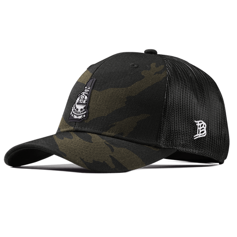 New Hampshire Vintage Curved Trucker  Midnight Camo