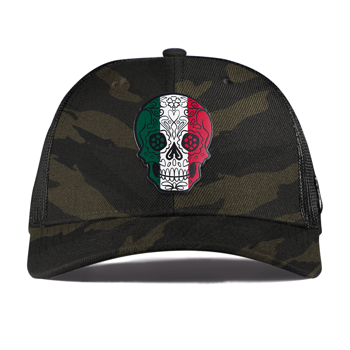 Fiesta Sugar Skull Curved Trucker Midnight Camo