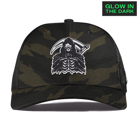 Grim Reaper Glow Curved Trucker Midnight Camo