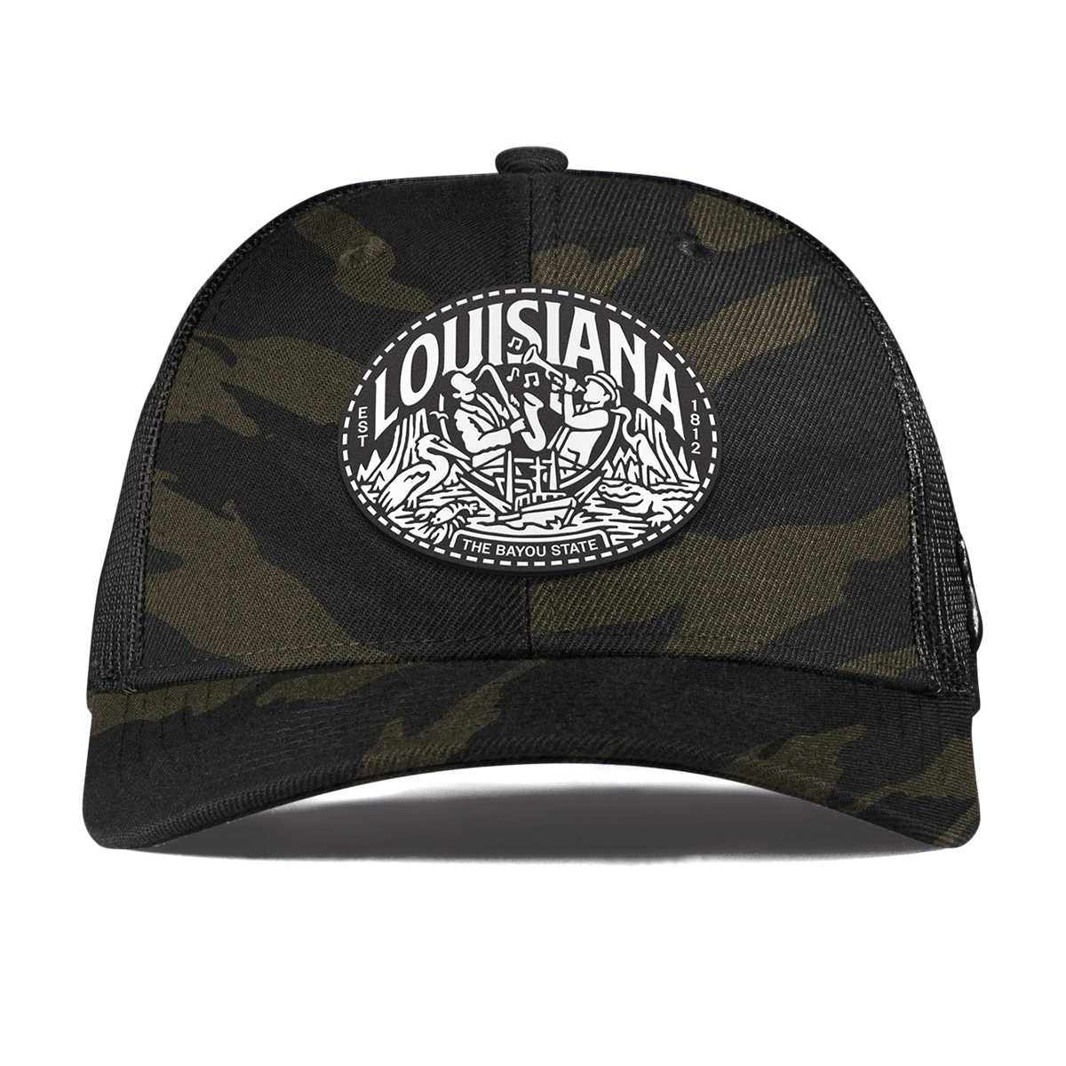 Louisiana Traveler Curved Trucker Midnight Camo