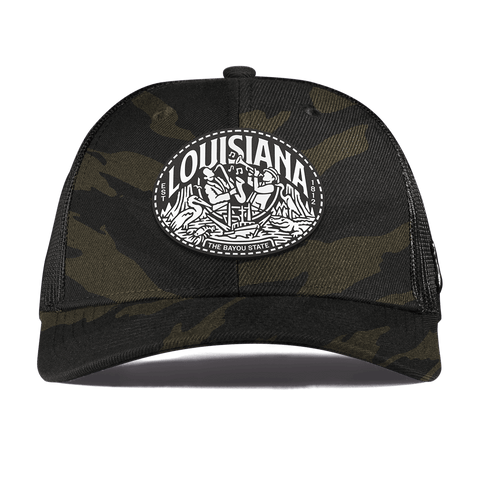Louisiana Traveler Curved Trucker Midnight Camo