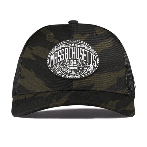 Massachusetts Traveler Curved Trucker Midnight Camo