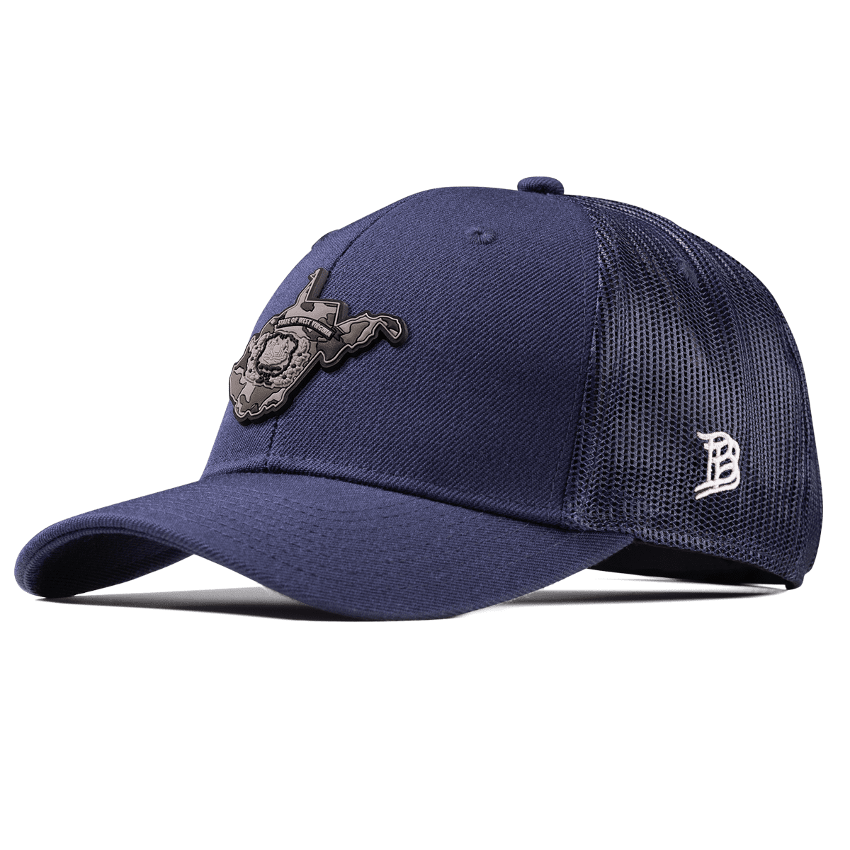 West Virginia Camo Curved Trucker Navy