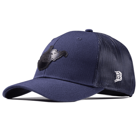 West Virginia 35 Midnight Curved Trucker Navy