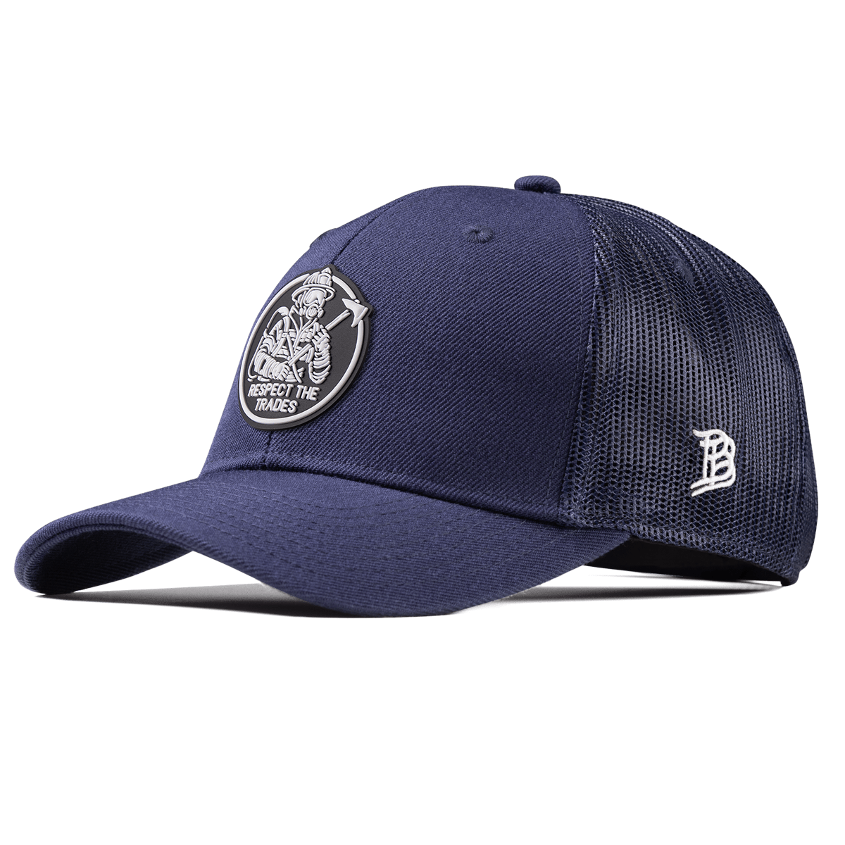 Respect The Trades Firefighter Curved Trucker Navy