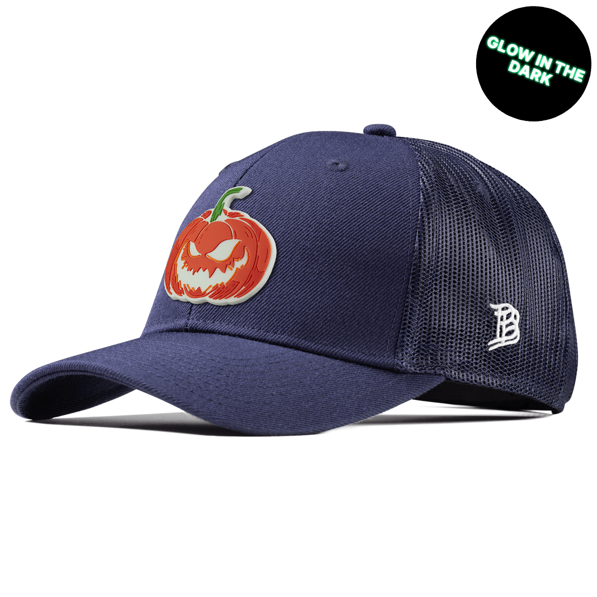 Jack-O-Lantern Glow Curved Trucker Navy