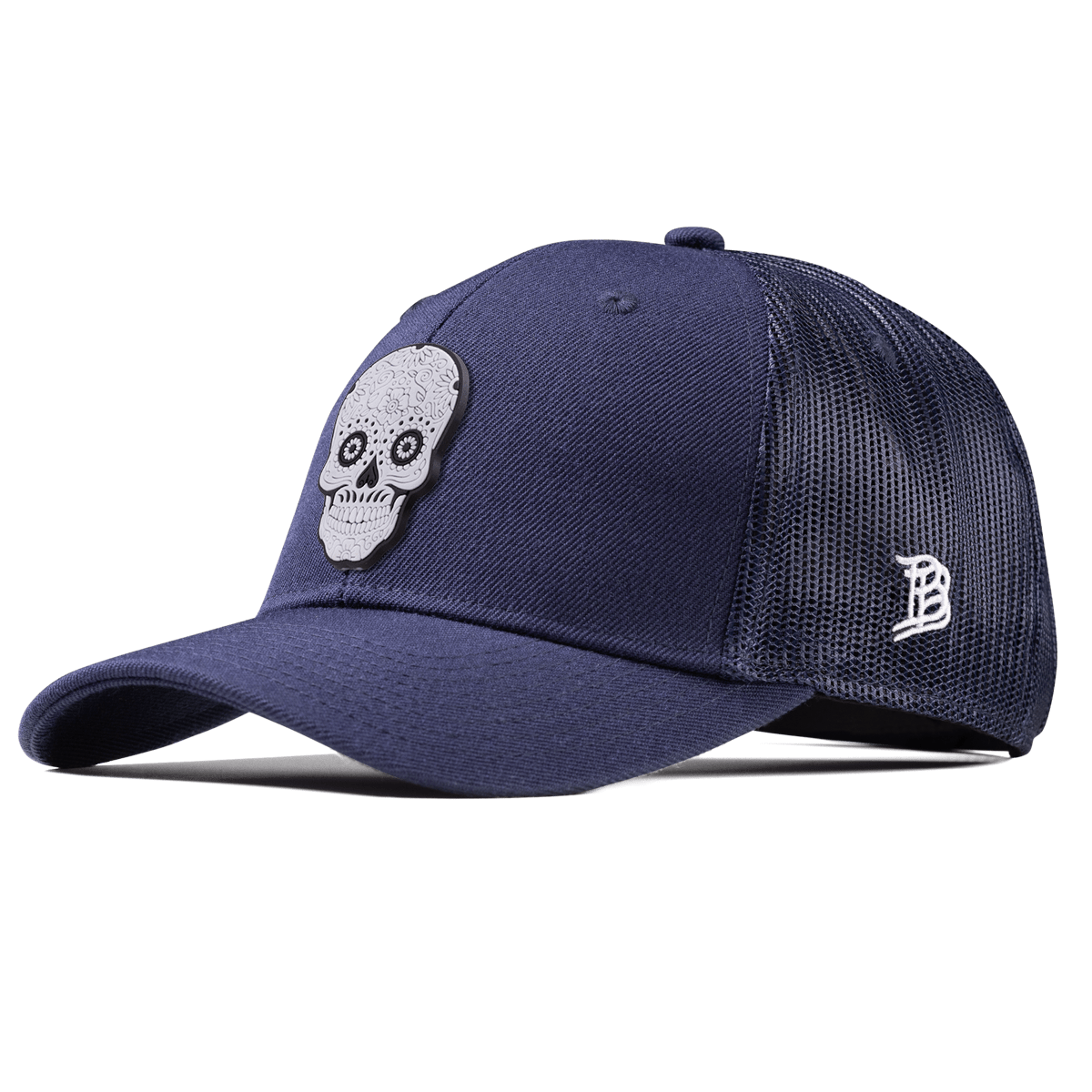 Sugar Skull PVC Curved Trucker Navy