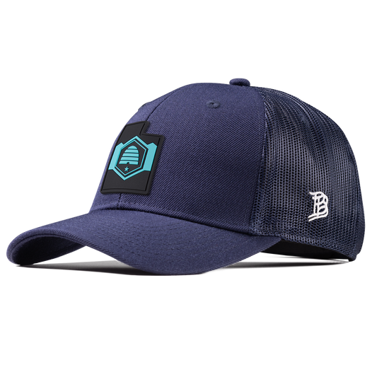 Utah Turquoise Curved Trucker Navy