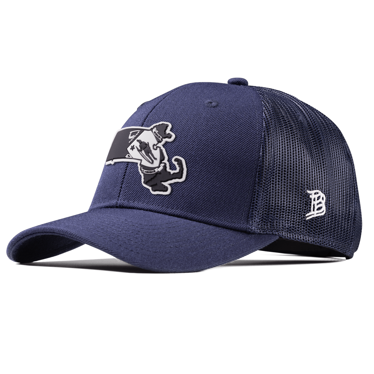 Massachusetts Vintage Curved Trucker  Navy
