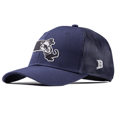 Massachusetts Vintage Curved Trucker  Navy