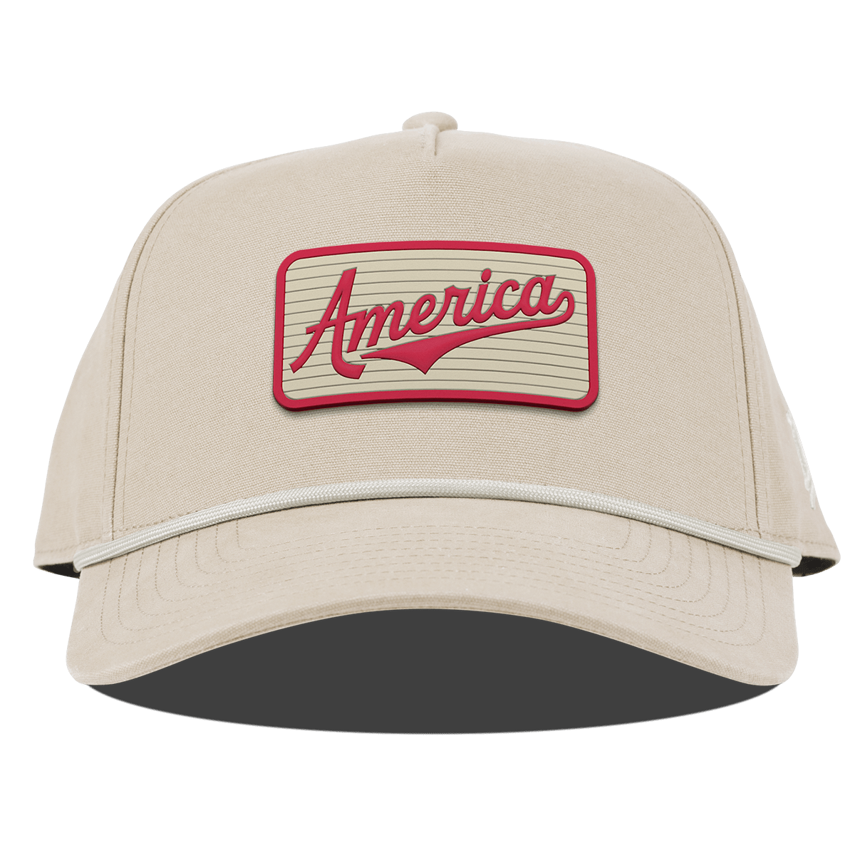 America Badge Curved Canvas 5 Panel Rope Beige
