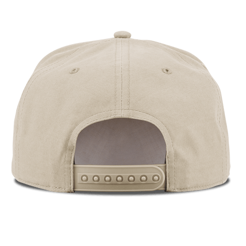 West Virginia University "WVU Mountaineer Football Logo" Curved Canvas 5 Panel Rope Back Beige