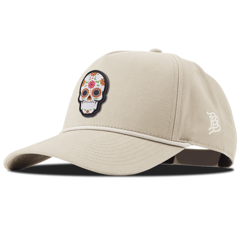Flower Skull PVC Curved Canvas 5 Panel Rope Beige