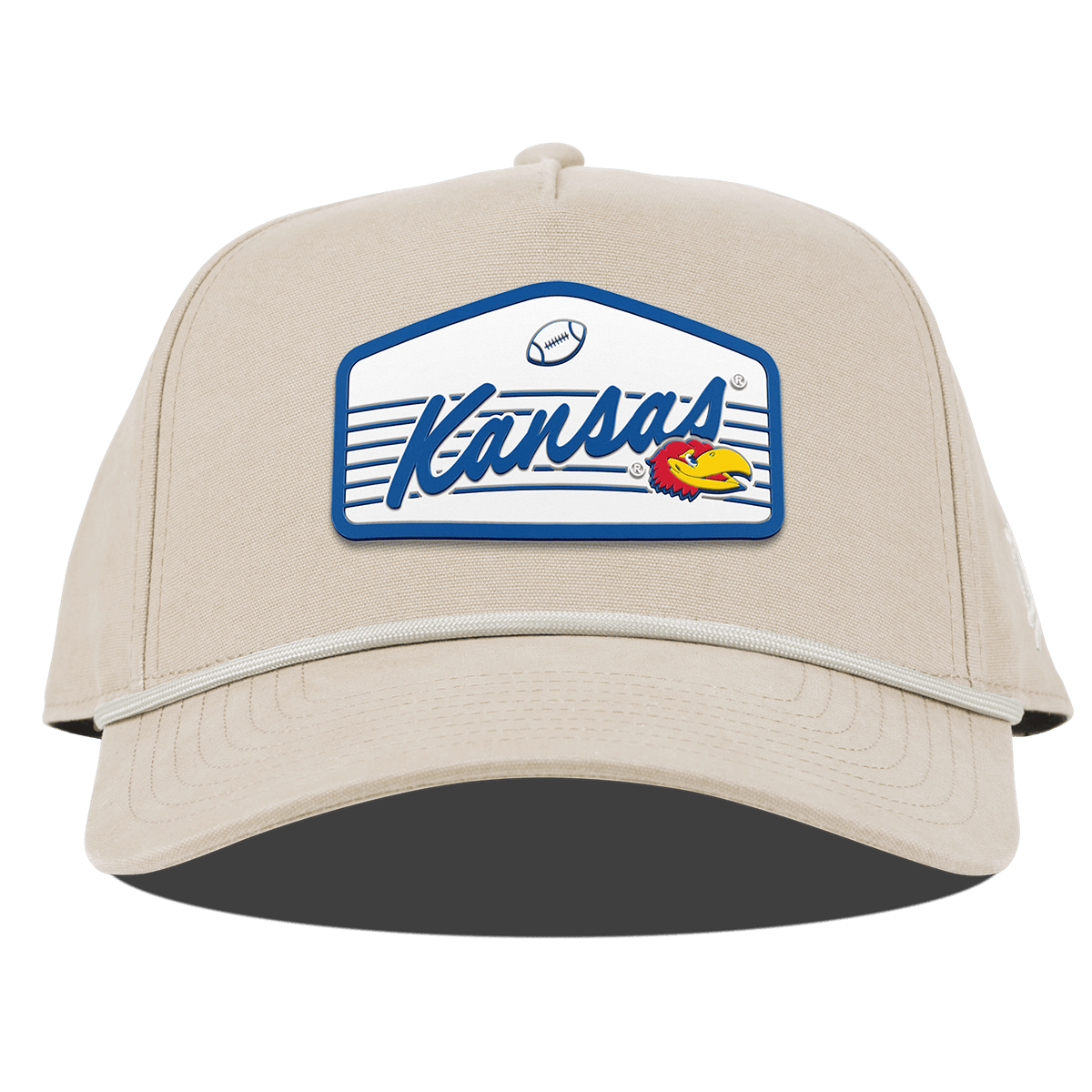University of Kansas "Jayhawks Football" Curved Canvas 5 Panel Rope Beige