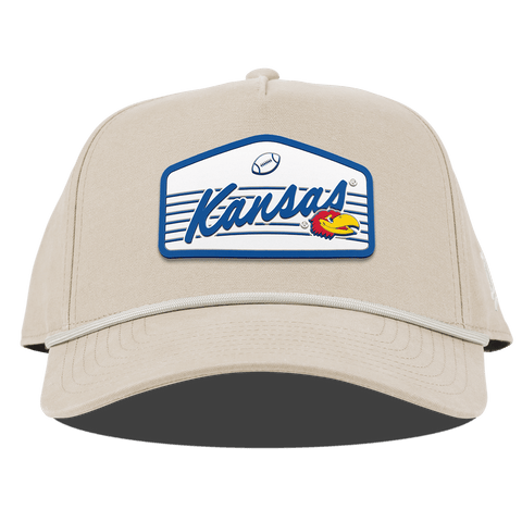 University of Kansas "Jayhawks Football" Curved Canvas 5 Panel Rope Beige