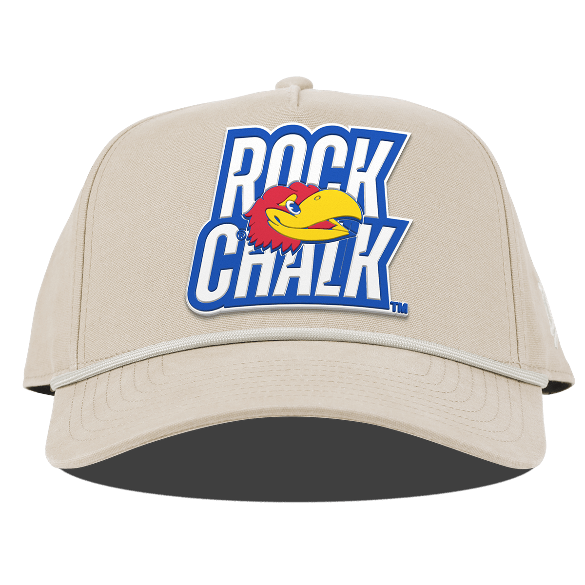 University of Kansas "Kansas Rock Chalk Block" Curved Canvas 5 Panel Rope Beige