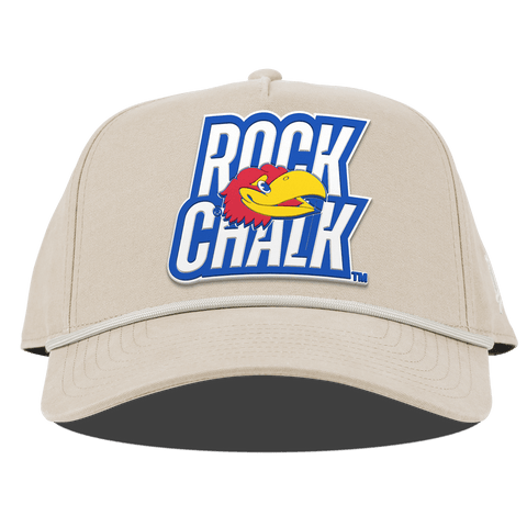 University of Kansas "Kansas Rock Chalk Block" Curved Canvas 5 Panel Rope Beige