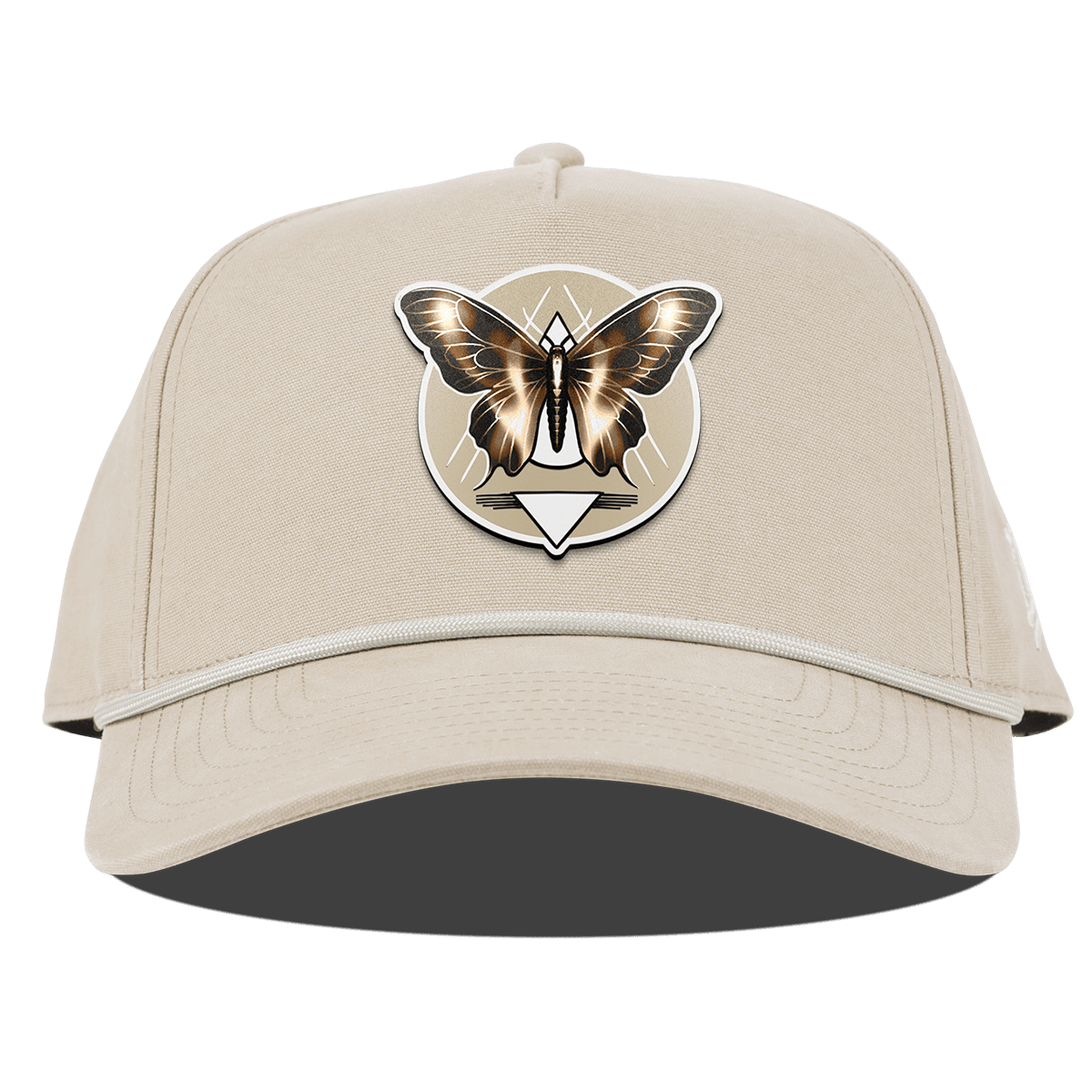 Moth Motif Curved Canvas 5 Panel Rope Beige
