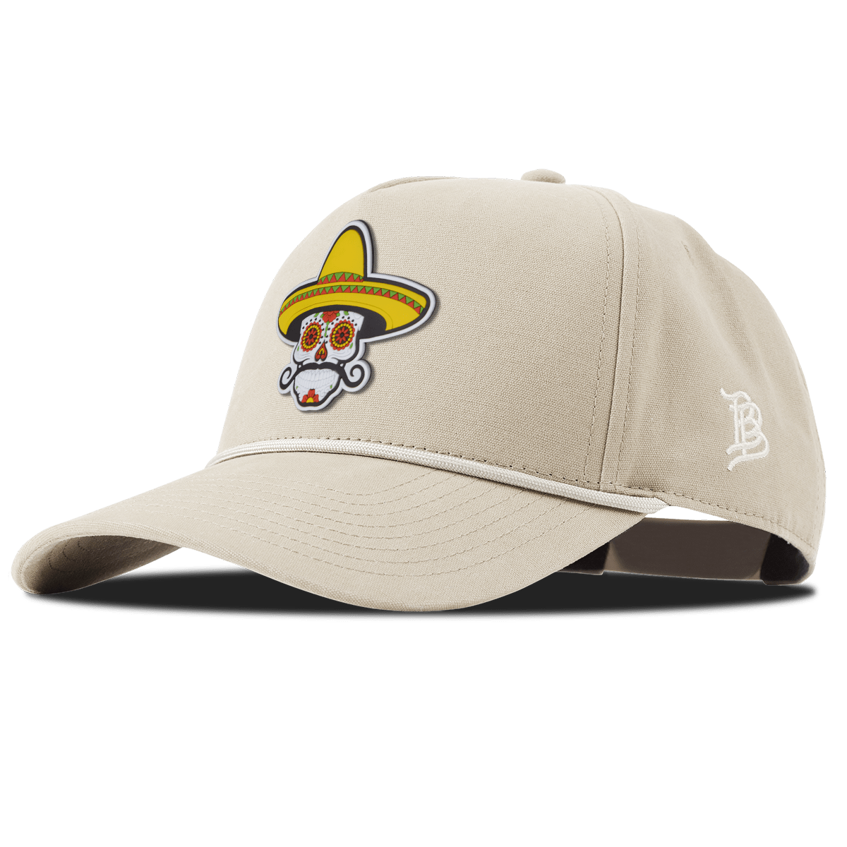 Sombrero Skull PVC Curved Canvas 5 Panel Rope Beige