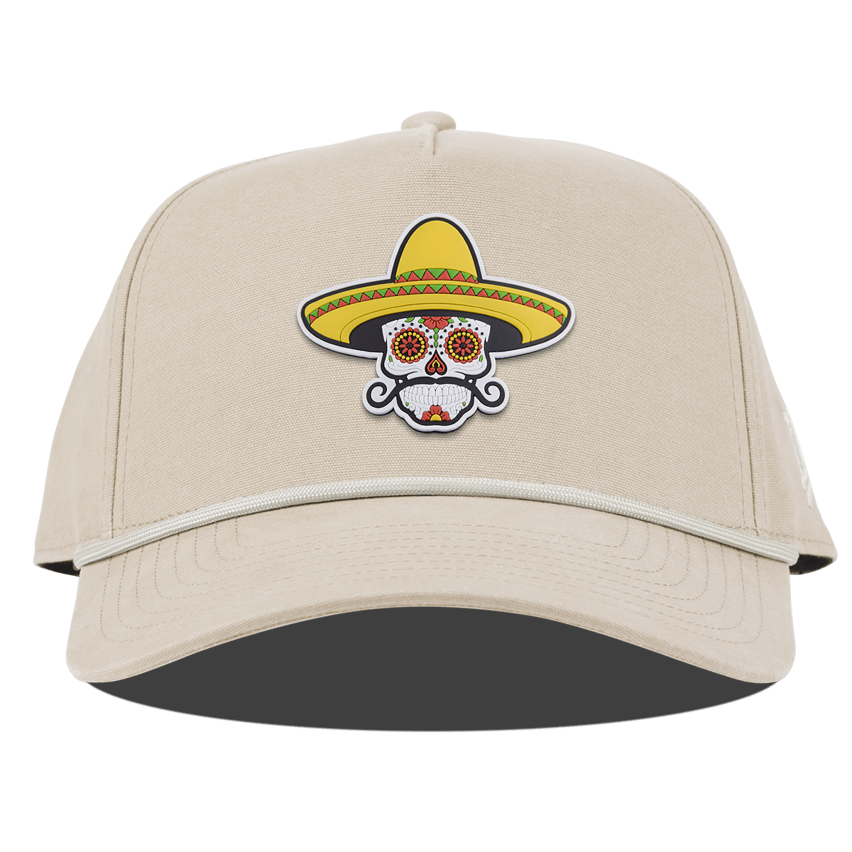 Sombrero Skull PVC Curved Canvas 5 Panel Rope Beige