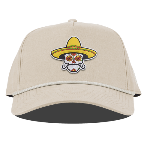 Sombrero Skull PVC Curved Canvas 5 Panel Rope Beige