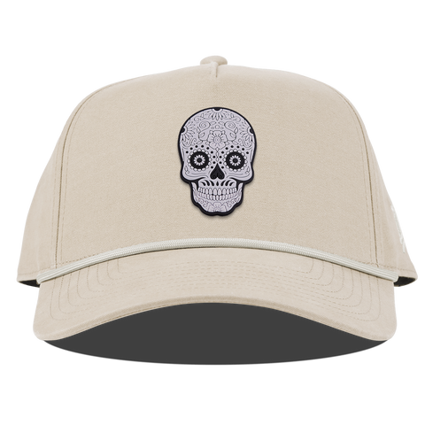 Sugar Skull PVC Curved Canvas 5 Panel Rope Beige