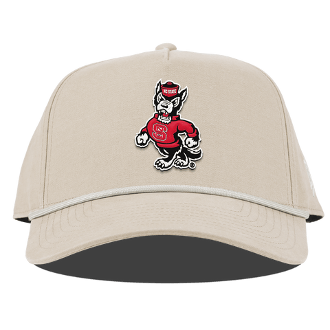 North Carolina State "Tuffy The Wolf" Curved Canvas 5 Panel Rope Beige
