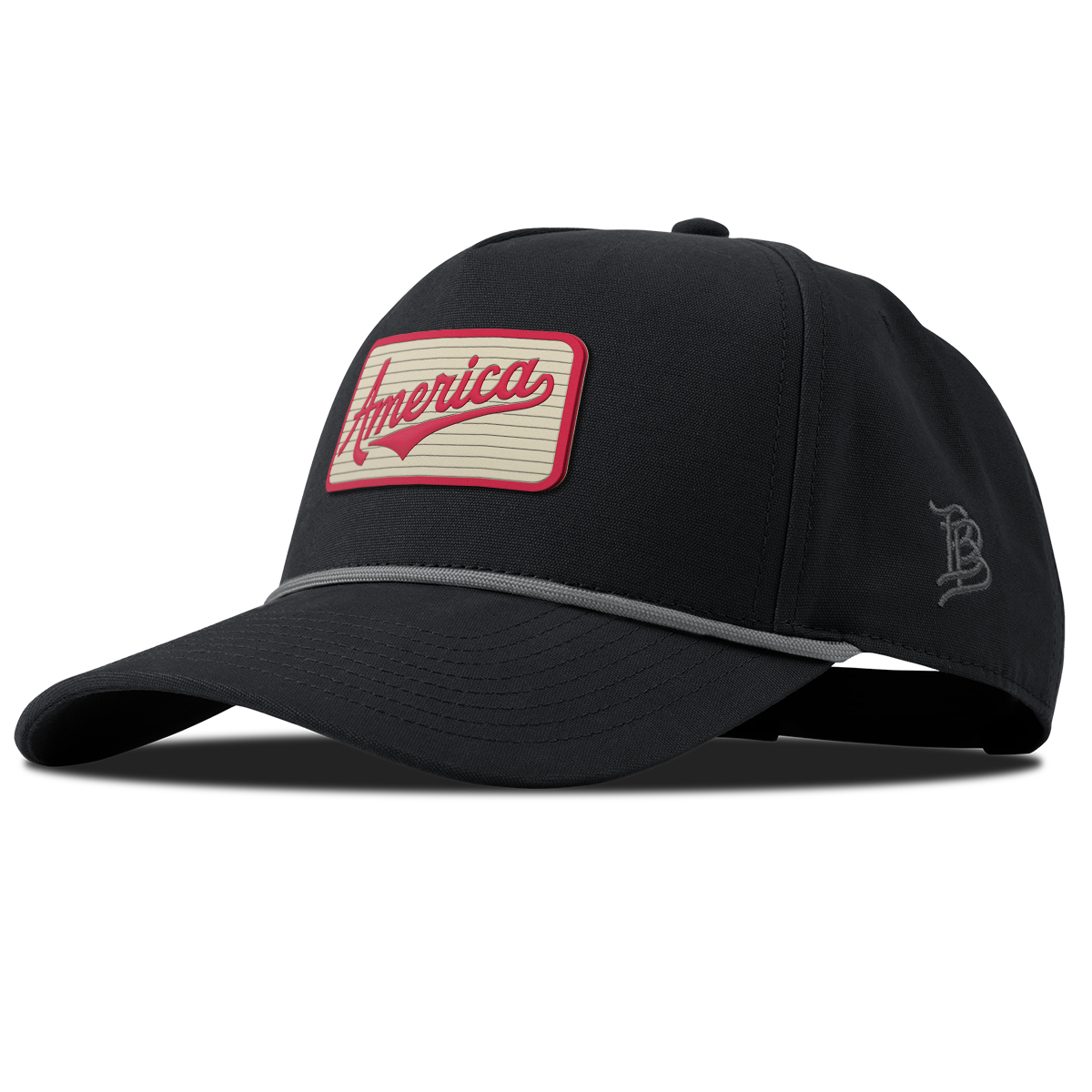 America Badge Curved Canvas 5 Panel Rope Vintage Black