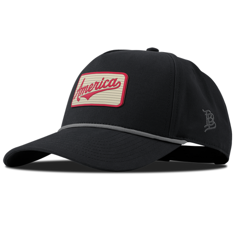 America Badge Curved Canvas 5 Panel Rope Vintage Black