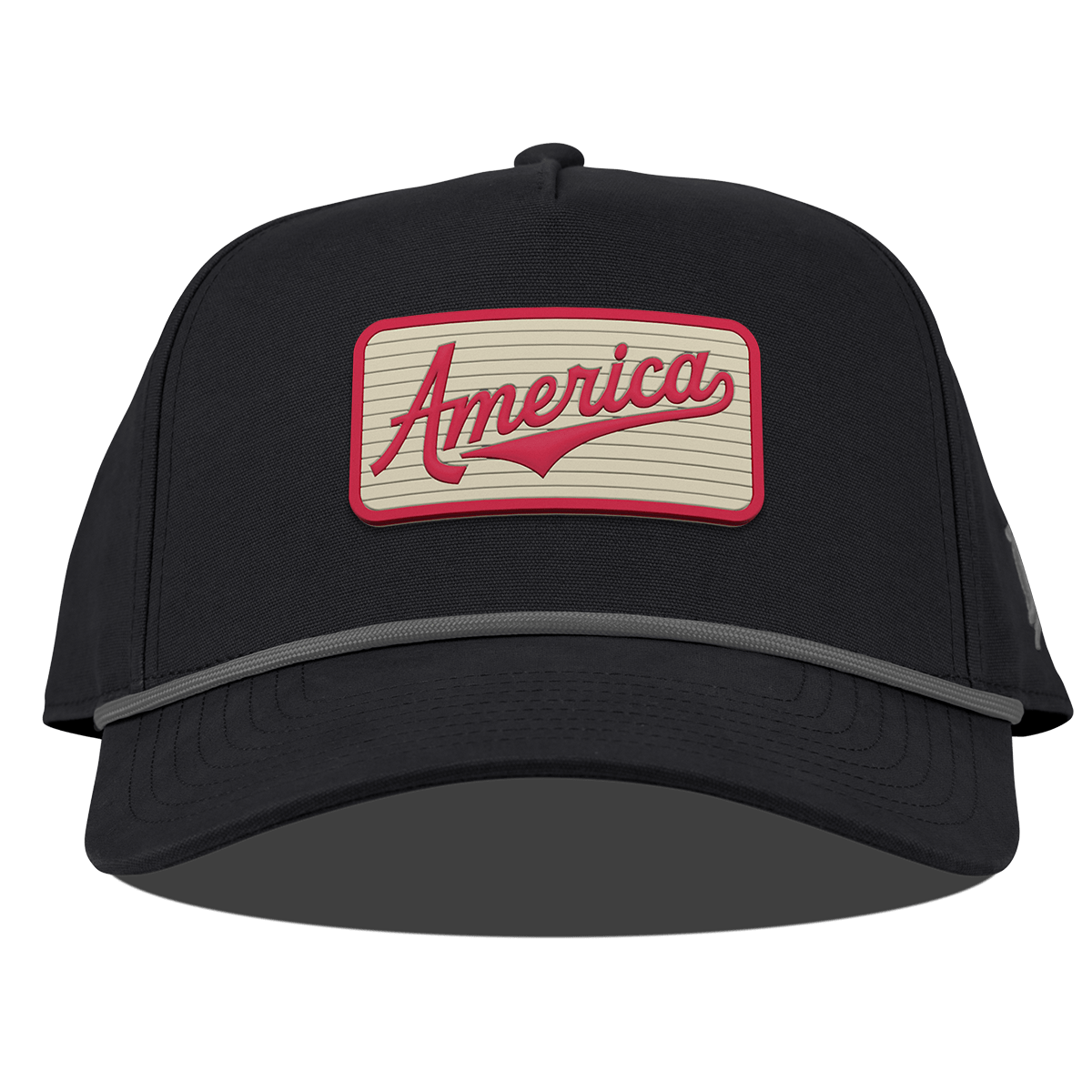 America Badge Curved Canvas 5 Panel Rope Vintage Black