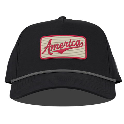 America Badge Curved Canvas 5 Panel Rope Vintage Black