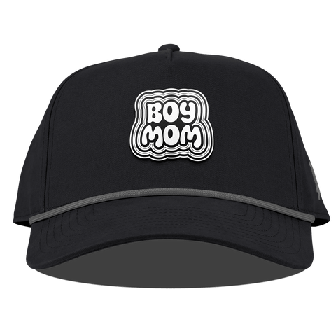 Boy Mom Curved Canvas 5 Panel Rope Vintage Black