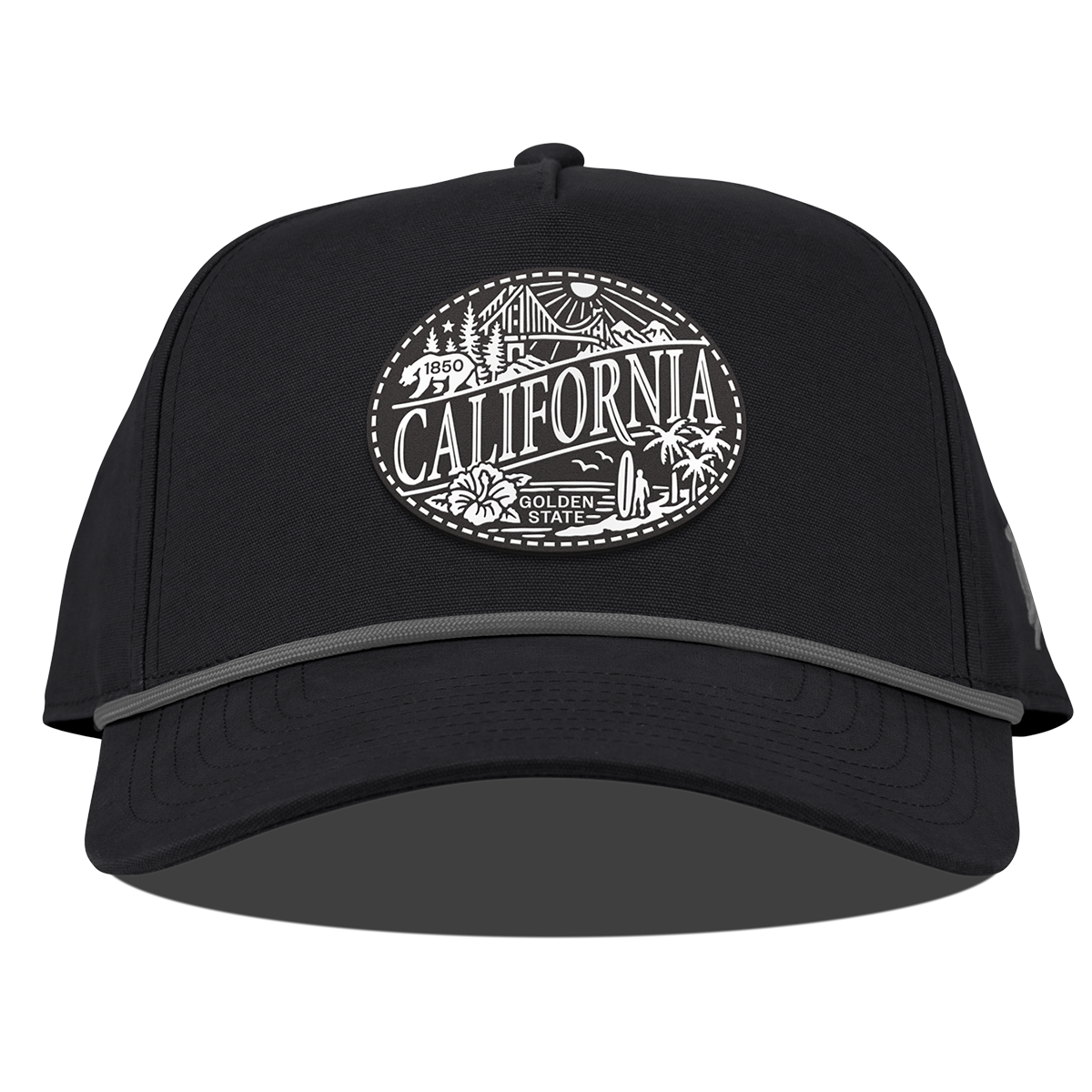 California Traveler Curved Canvas 5 Panel Rope Vintage Black