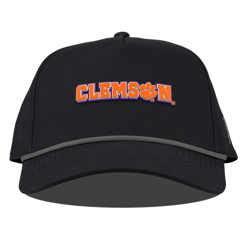 Clemson University "Clemson Block" Curved Canvas 5 Panel Rope Vintage Black