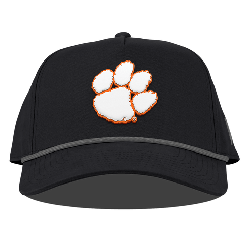 Clemson University "Clemson Tigers Paw" Curved Canvas 5 Panel Rope Vintage Black