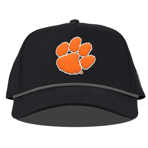 Clemson University "Clemson Tiger Paw" Curved Canvas 5 Panel Rope Vintage Black