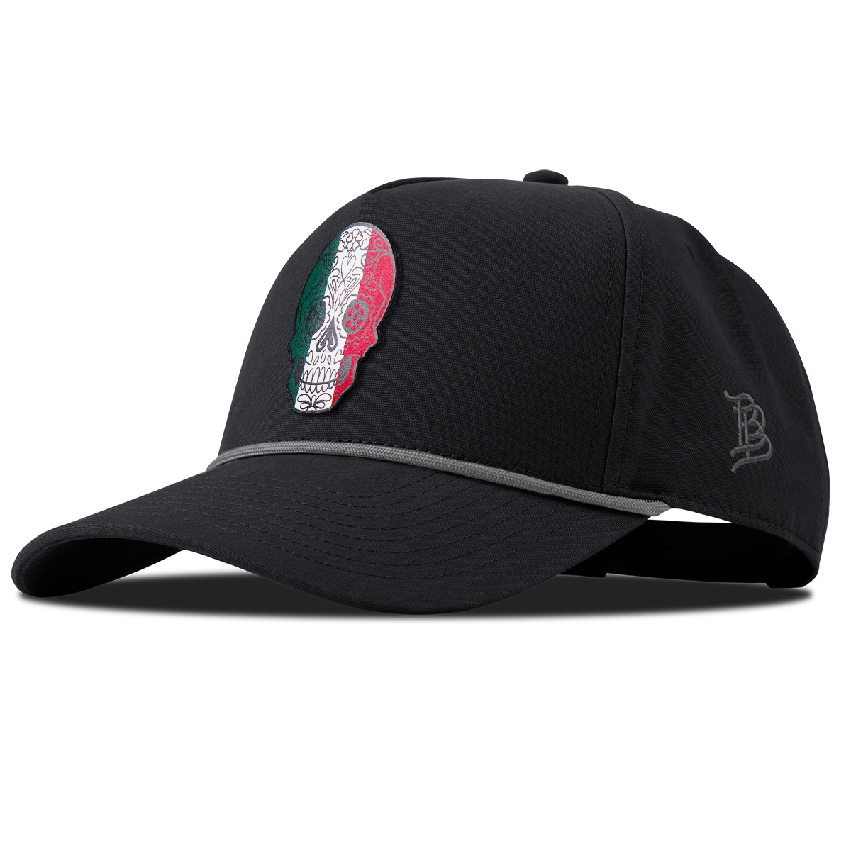 Fiesta Sugar Skull Curved Canvas 5 Panel Rope Vintage Black