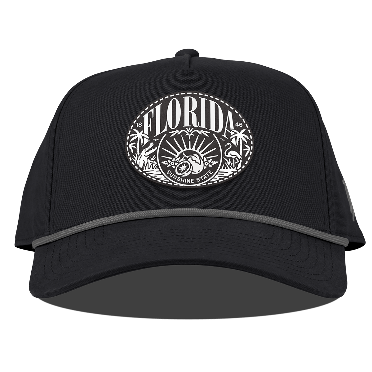 Florida Traveler Curved Canvas 5 Panel Rope Vintage Black