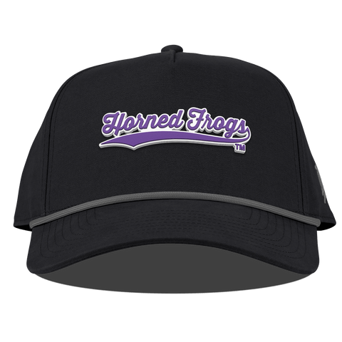 Texas Christian University "TCU Horned Frogs Scripts" Curved Canvas 5 Panel Rope Vintage Black