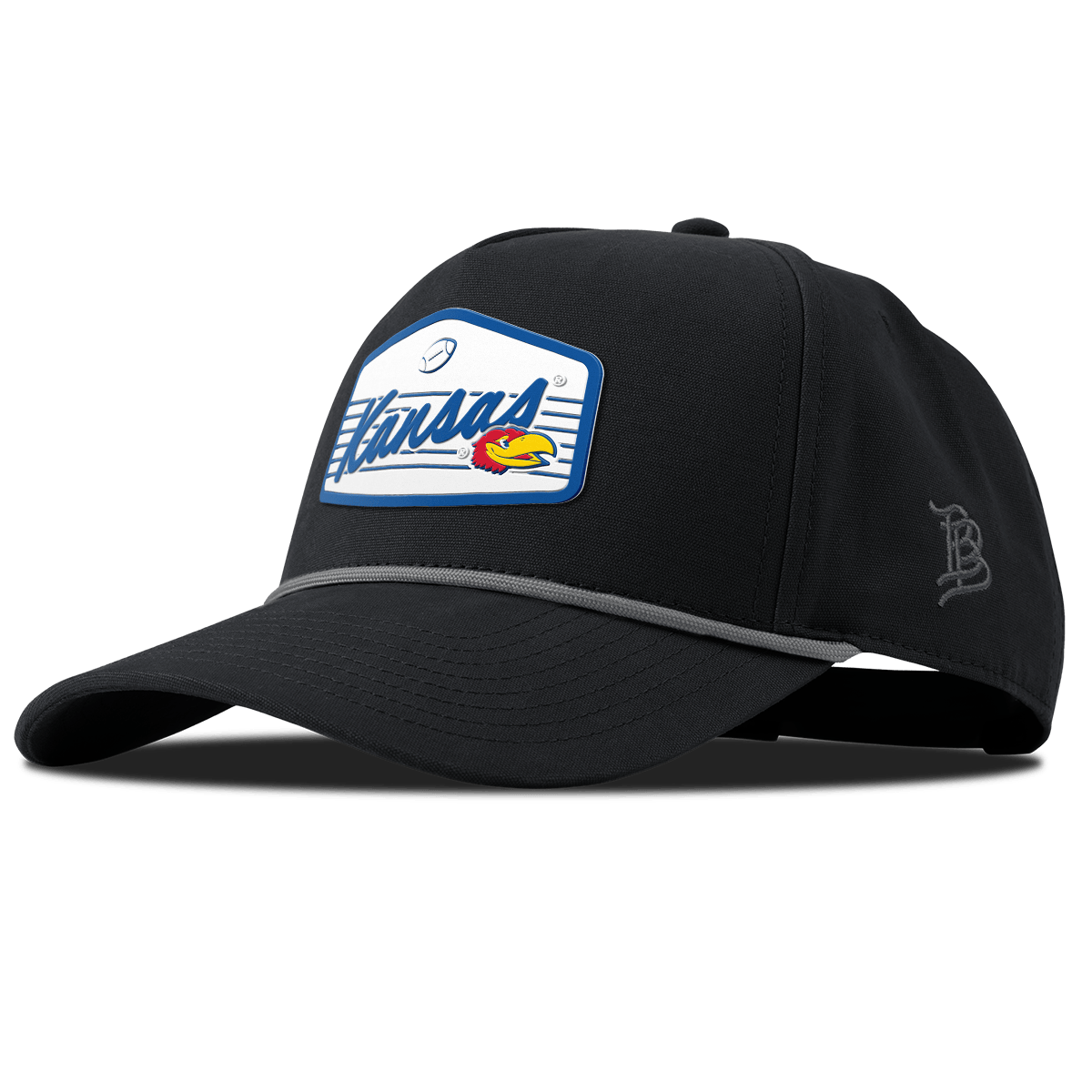 University of Kansas "Jayhawks Football" Curved Canvas 5 Panel Rope Vintage Black
