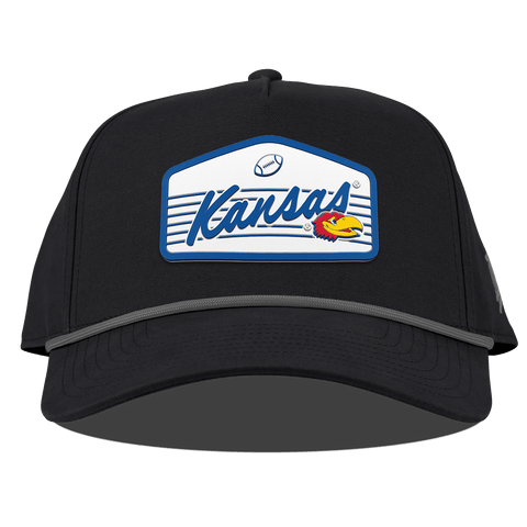 University of Kansas "Jayhawks Football" Curved Canvas 5 Panel Rope Vintage Black