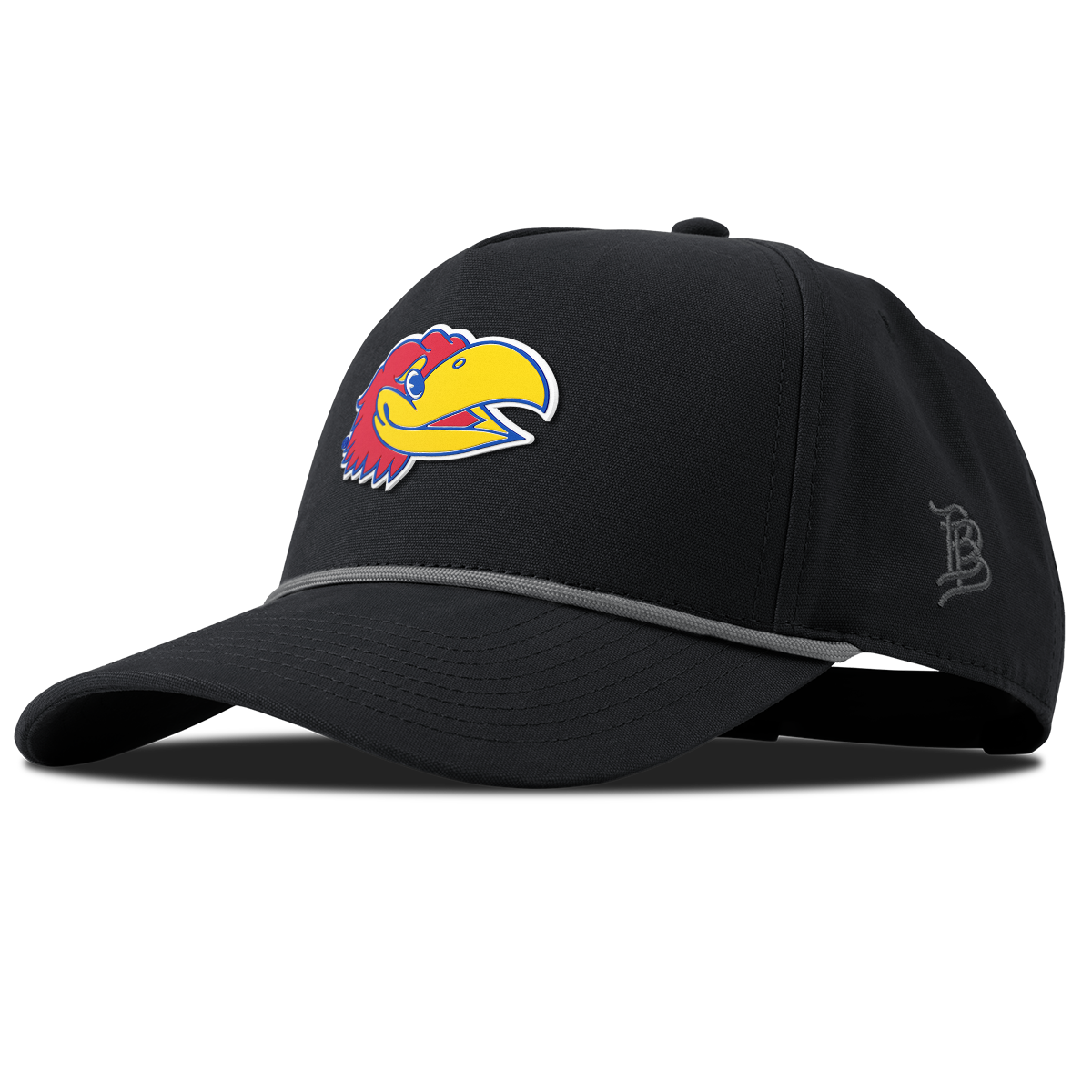 University of Kansas "KU Big Jay" Curved Canvas 5 Panel Rope Vintage Black